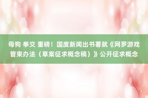 母狗 拳交 重磅！国度新闻出书署就《网罗游戏管束办法（草案征求概念稿）》公开征求概念