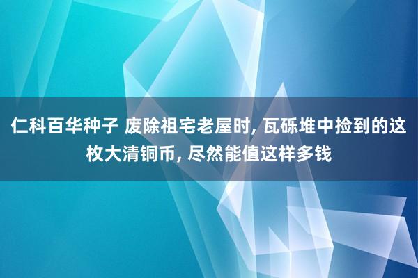 仁科百华种子 废除祖宅老屋时， 瓦砾堆中捡到的这枚大清铜币， 尽然能值这样多钱