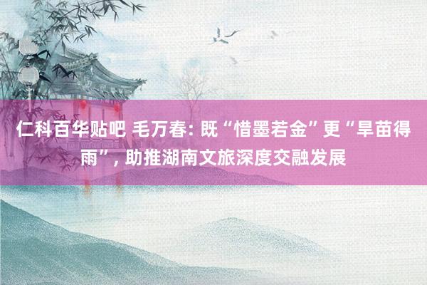 仁科百华贴吧 毛万春: 既“惜墨若金”更“旱苗得雨”， 助推湖南文旅深度交融发展